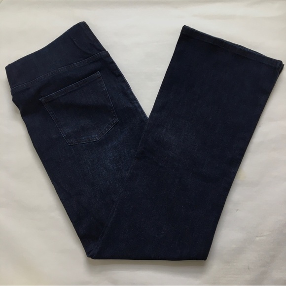 Soft Surroundings The Ultimate Pull-On Bootcut Dark Wash Blue Denim Jeans Large - Picture 10 of 16